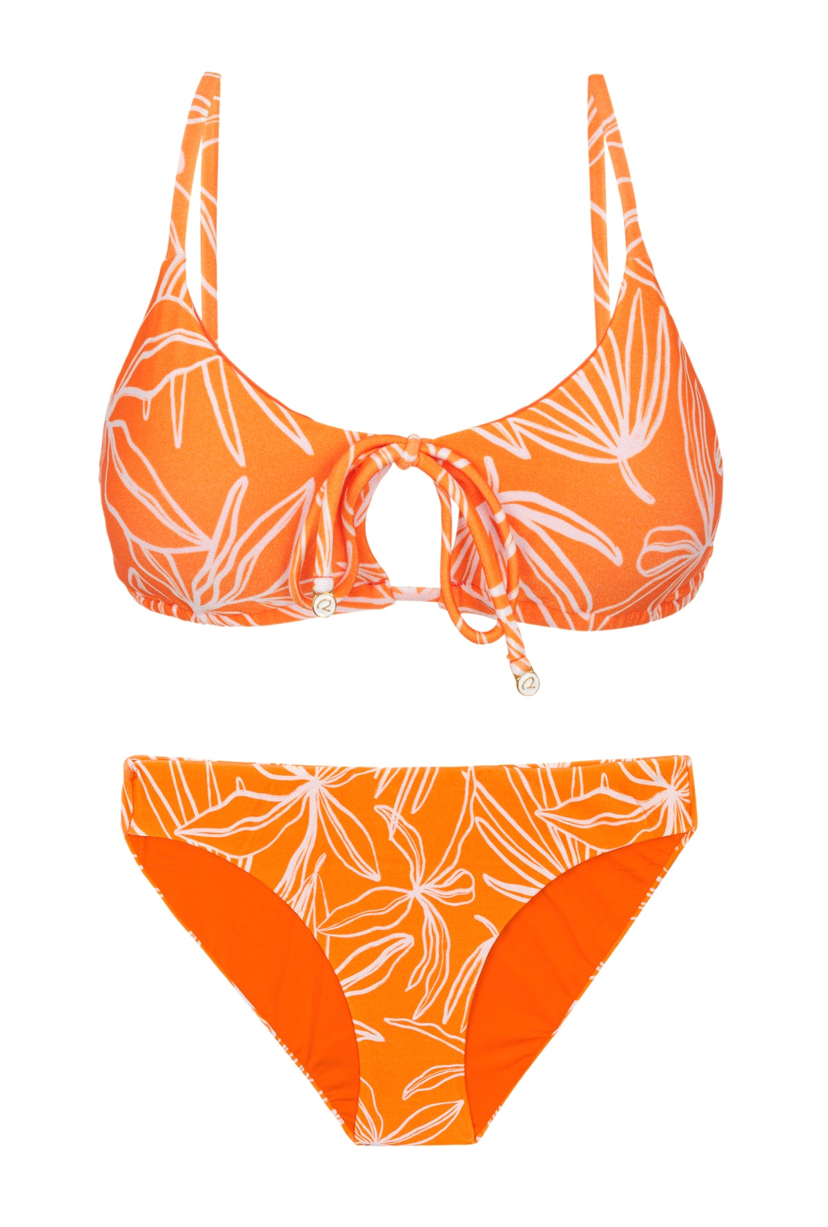 Product Front: Rio De Sol Two Piece Swimwear Set Trail-Orange Tank-Tie Essential-Comfy