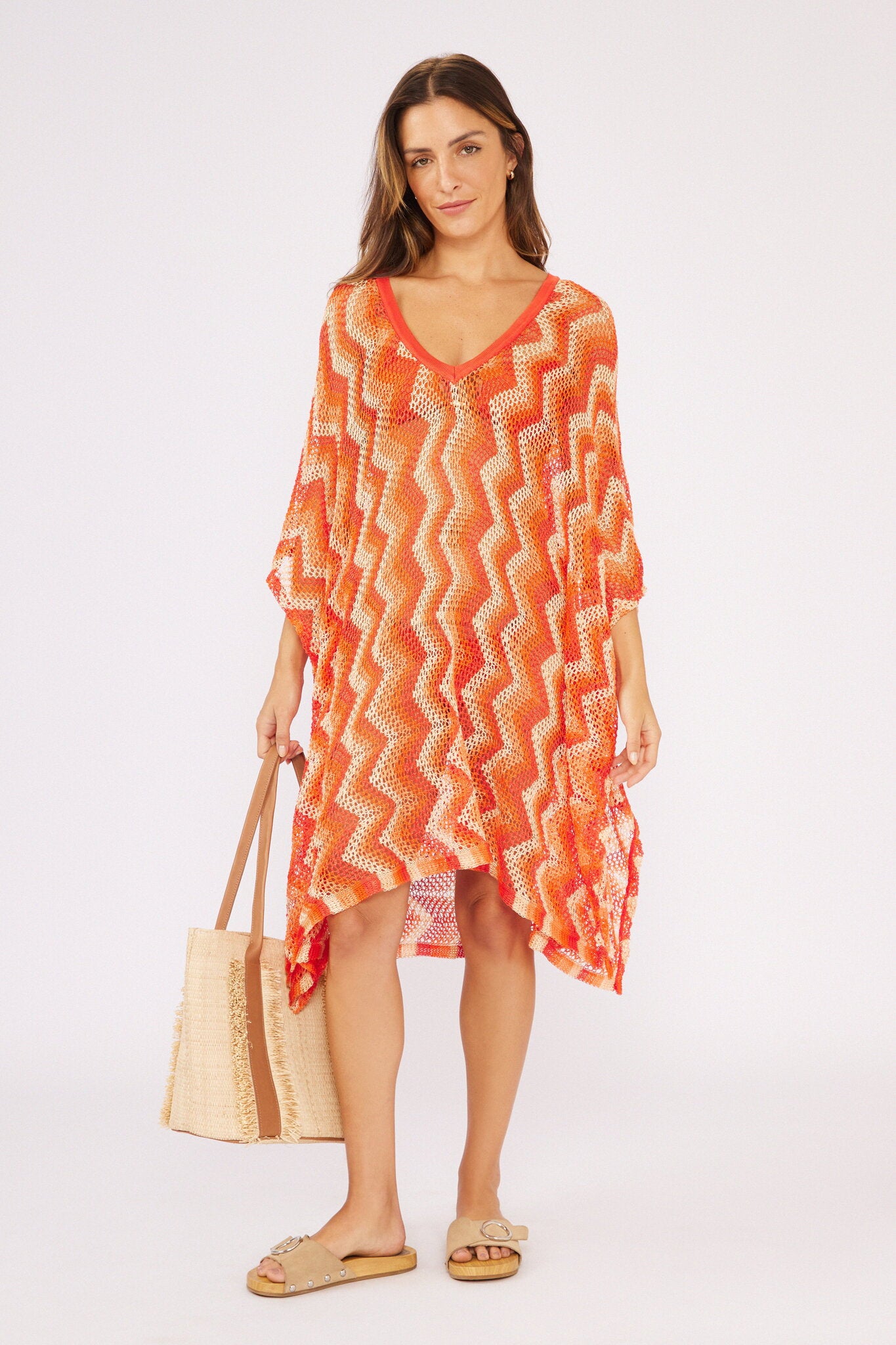 Model Front: Blueman Midi Dress Laranja Midi Dress Tricot
