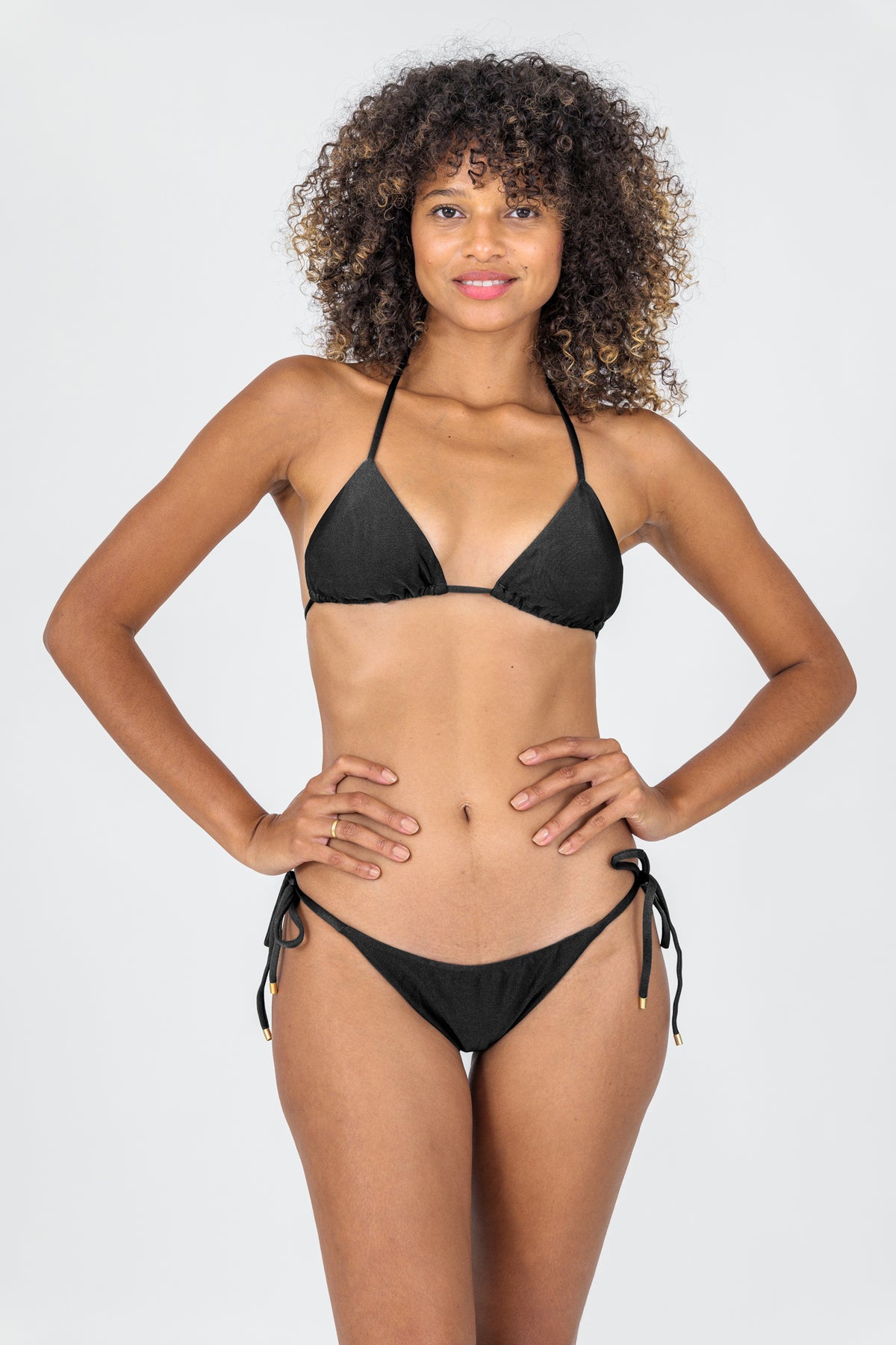 Model Front: Rio De Sol Two Piece Swimwear Set Shimmer-Black Tri-Inv Ibiza-Comfy