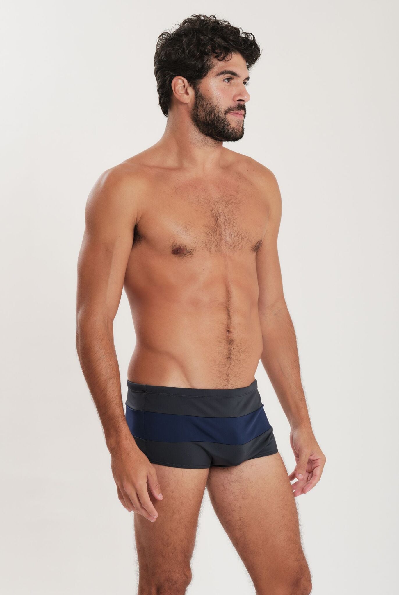 Model Front: Blueman Sunga / Boxer Sunga Army Crepúsculo Bicolor Liso Cinza