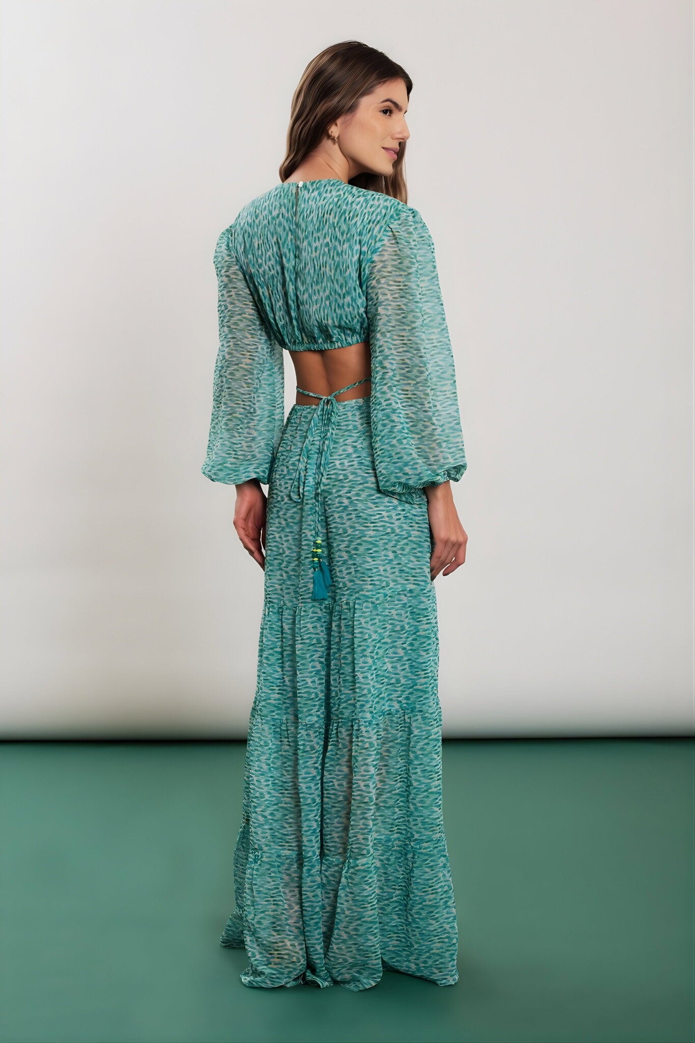 Model Back: Blueman Maxi Dresses Reflexo Long Sleeve Dress