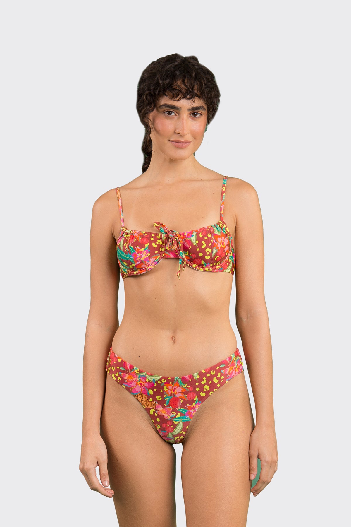 Model Front: Rio De Sol Two Piece Swimwear Set Tropics Balconet-Tie Ciao