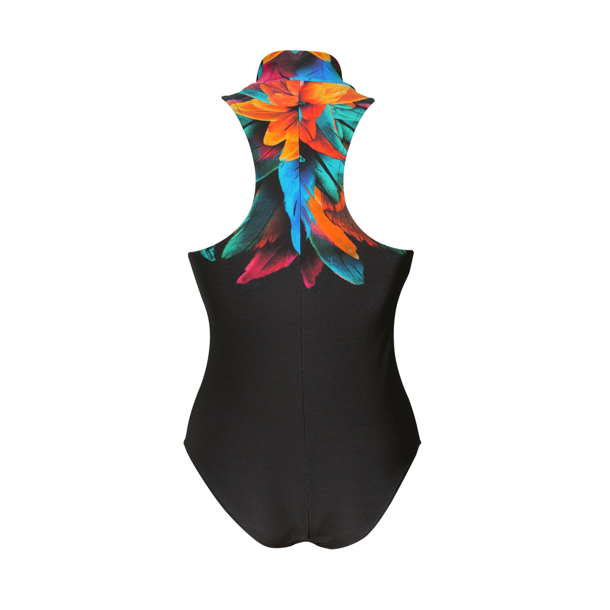 Product Back: Lua Morena One-Piece Gola Ziper Localizado Brinco Preto