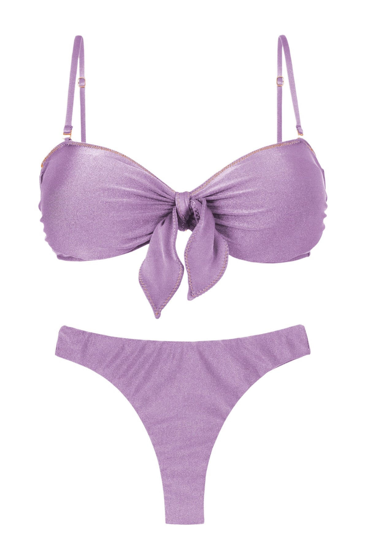 Product Front: Rio De Sol Two Piece Swimwear Set Shimmer-Harmonia Bandeau-Knot Nice-Fio