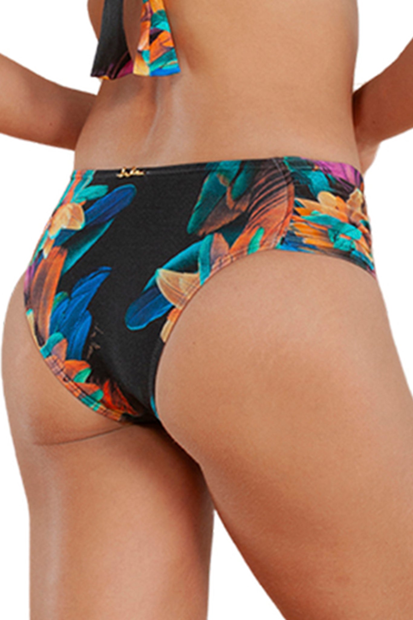 Image 04: Lua Morena Bottom Bottom Drapeada Larga Brinco Preto