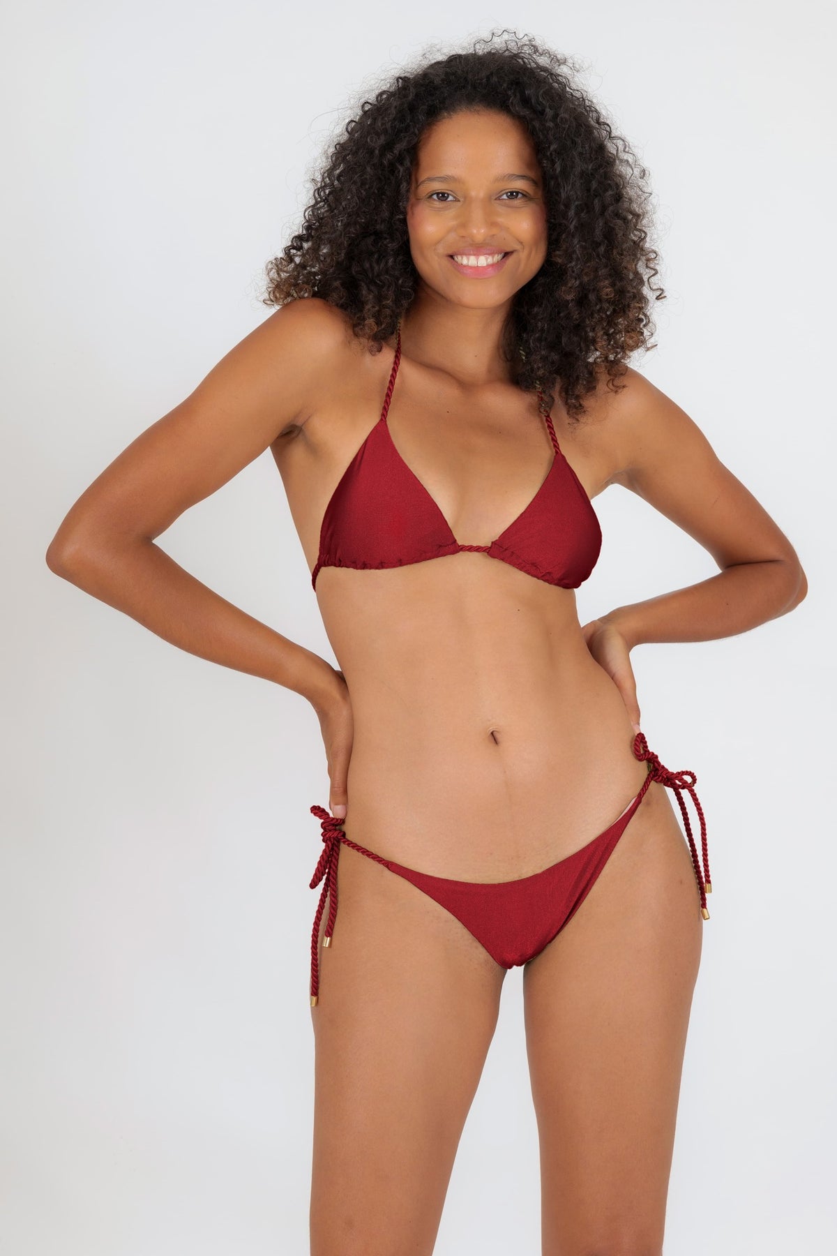 Model Front: Rio De Sol Two Piece Swimwear Set Shimmer-Divino Tri-Rope Ibiza-Rope