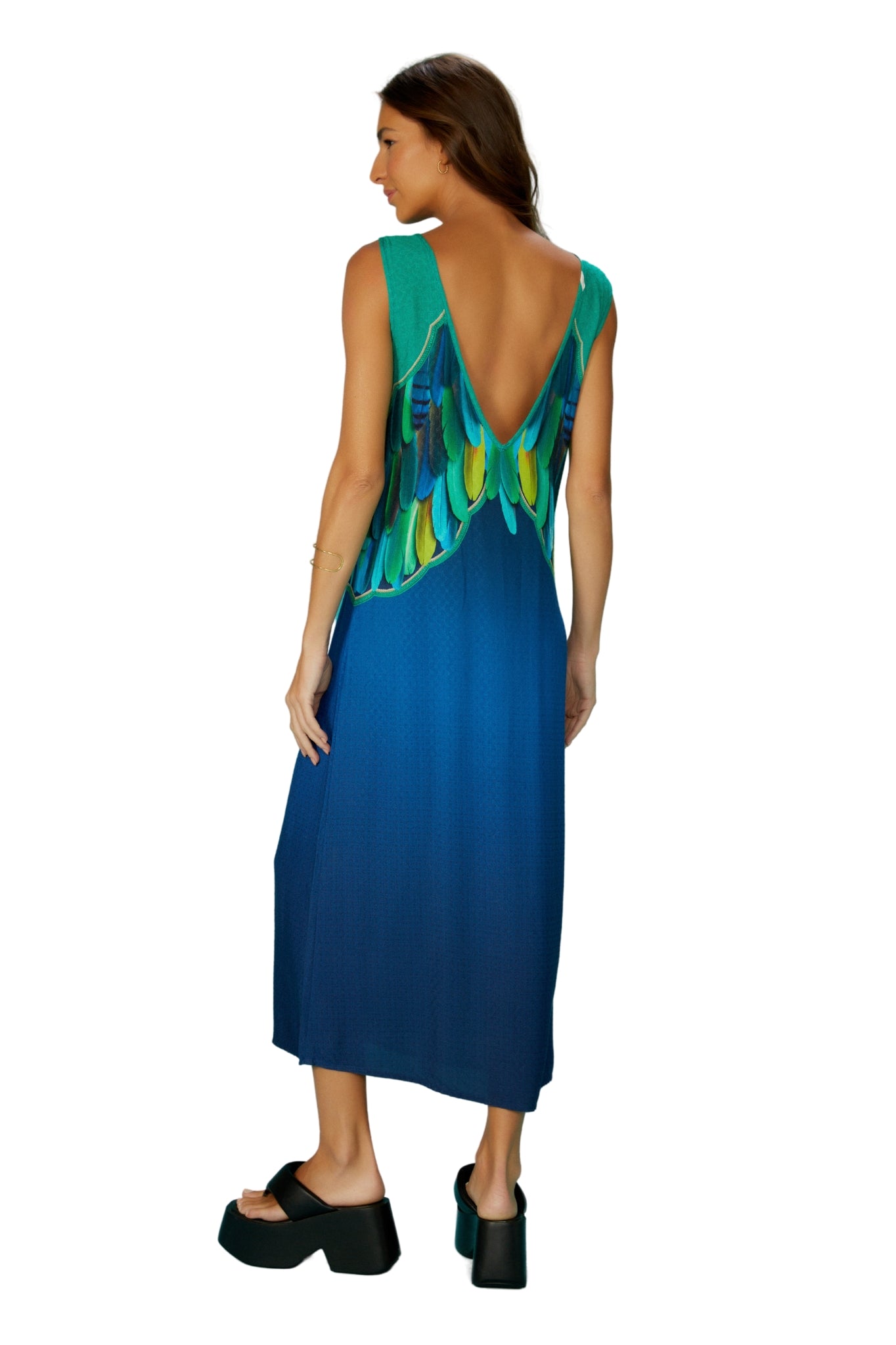 Model Back: Blueman Maxi Dresses Cropped Dress Fauna