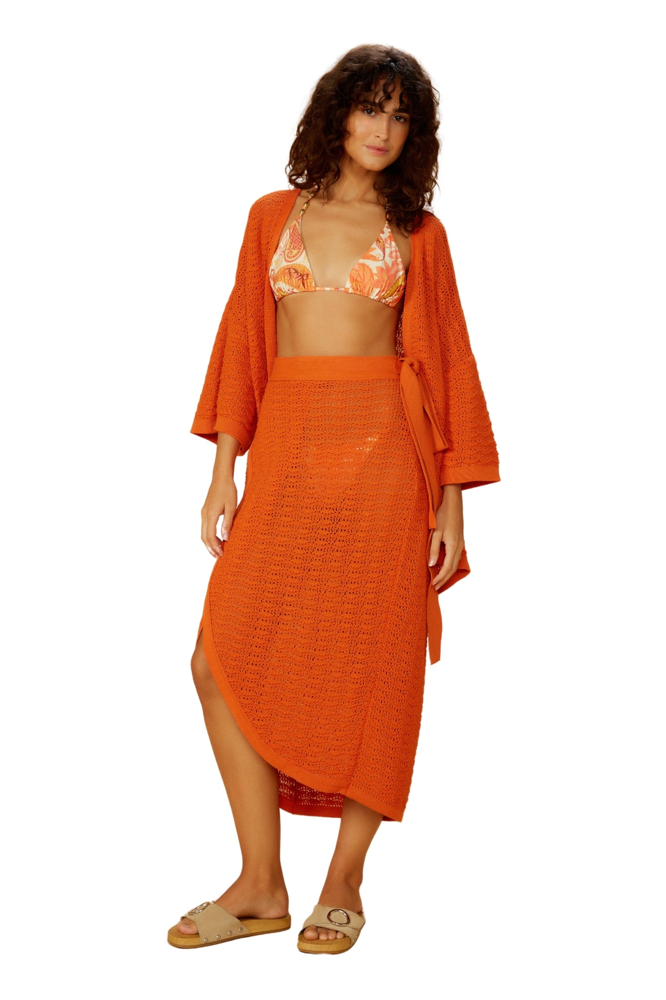 Image 03: Blueman Kaftans / Cover Ups Laranja-Tricot Kimono
