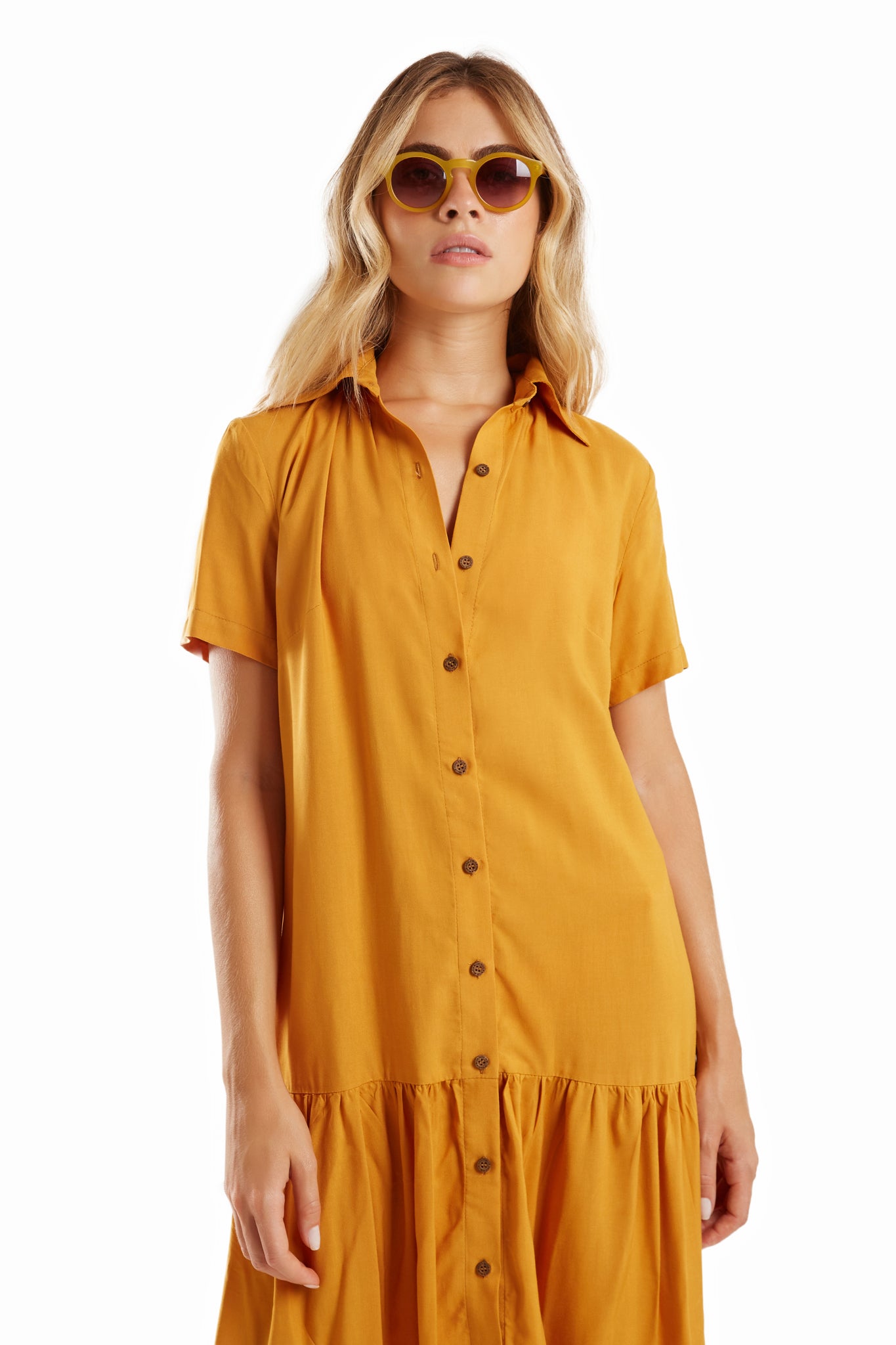 Image 04: Blueman Maxi Dresses Vestido Chemise Eva Liso Marrom