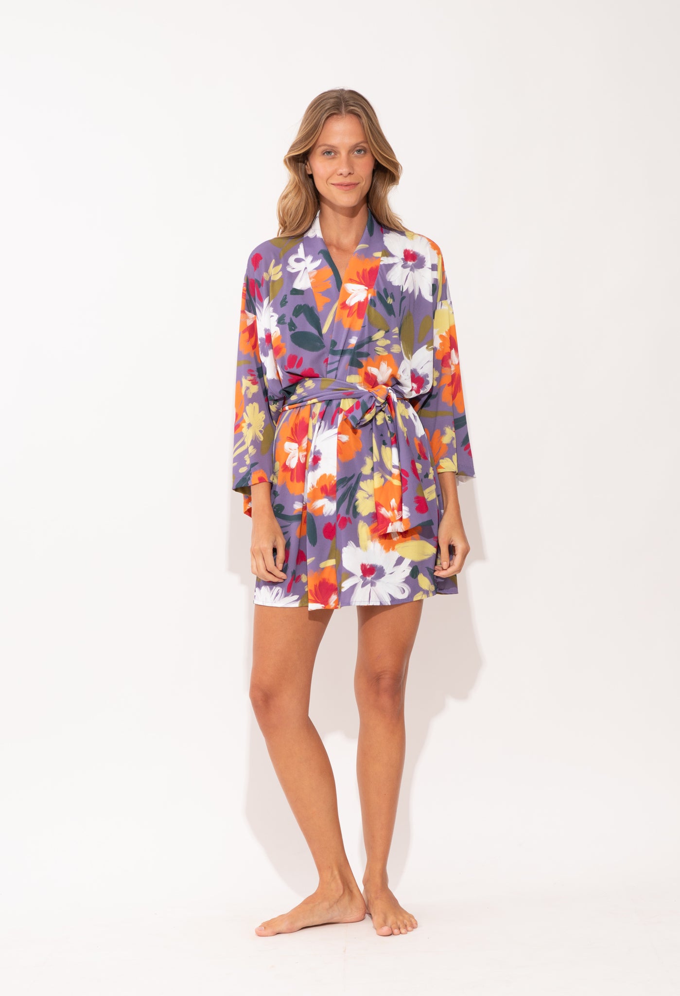 Model Front: Rio De Sol Kaftans / Cover Ups Garden-Flower Kimono