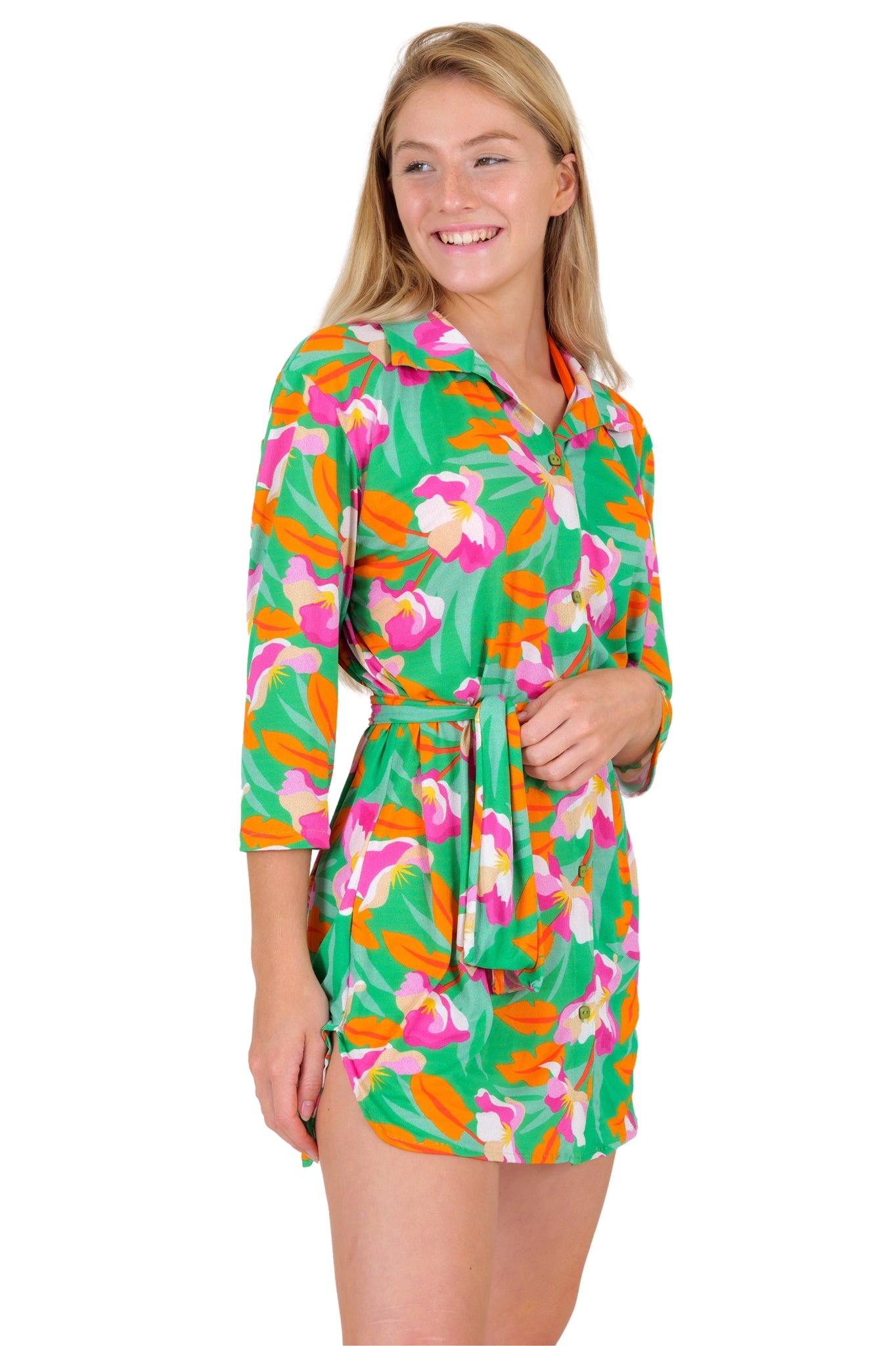 Image 04: Rio De Sol Shirtdress Green Bloom Chemise