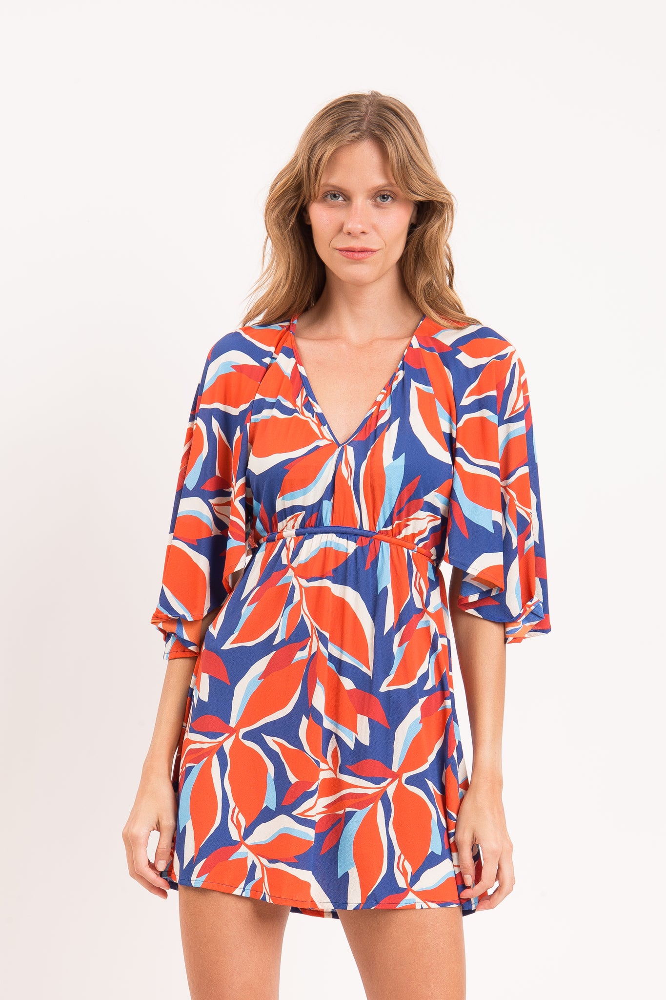 Model Front: Rio De Sol Mini Dress Leaves Mini Dress