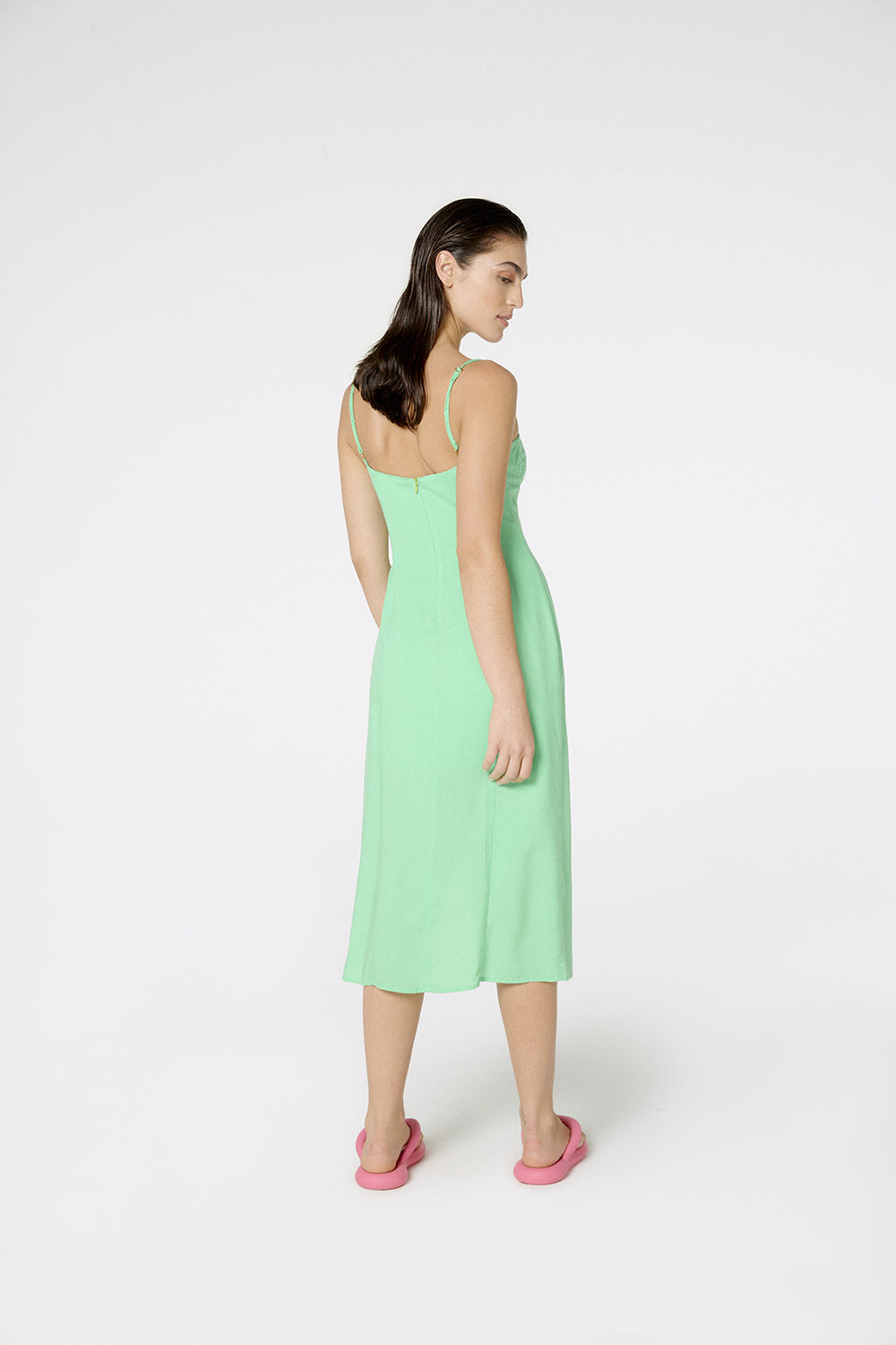 Vestido Fenda Liso Color