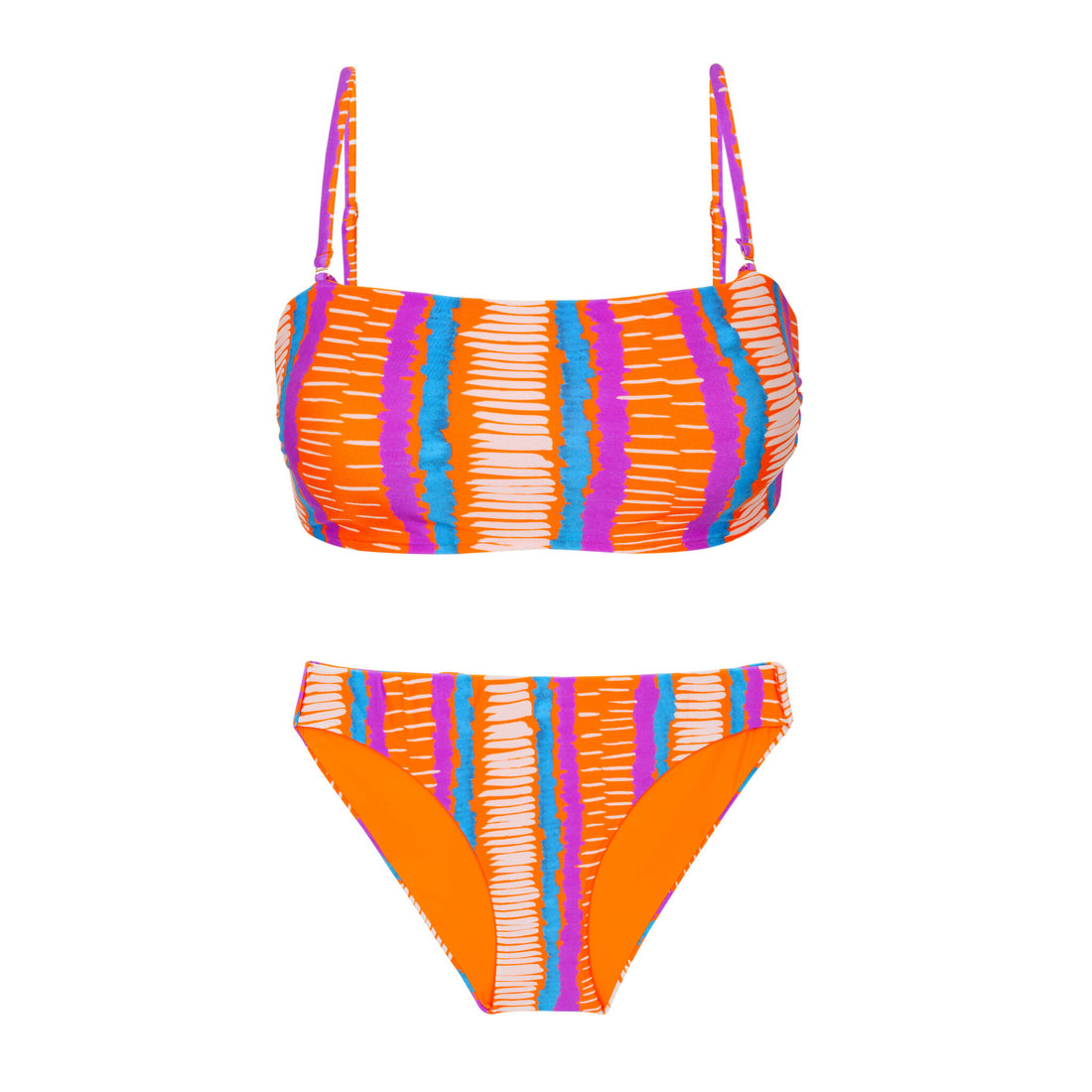 Product Front: Rio De Sol Two Piece Swimwear Set Stripes Bandeau-Reto Essential-Comfy