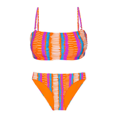 Product Front: Rio De Sol Two Piece Swimwear Set Stripes Bandeau-Reto Essential-Comfy