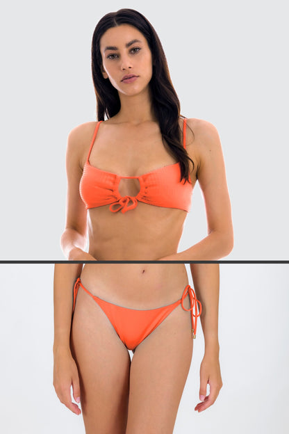 Model Front: Rio De Sol Two Piece Swimwear Set Light-Peach Mila Ibiza