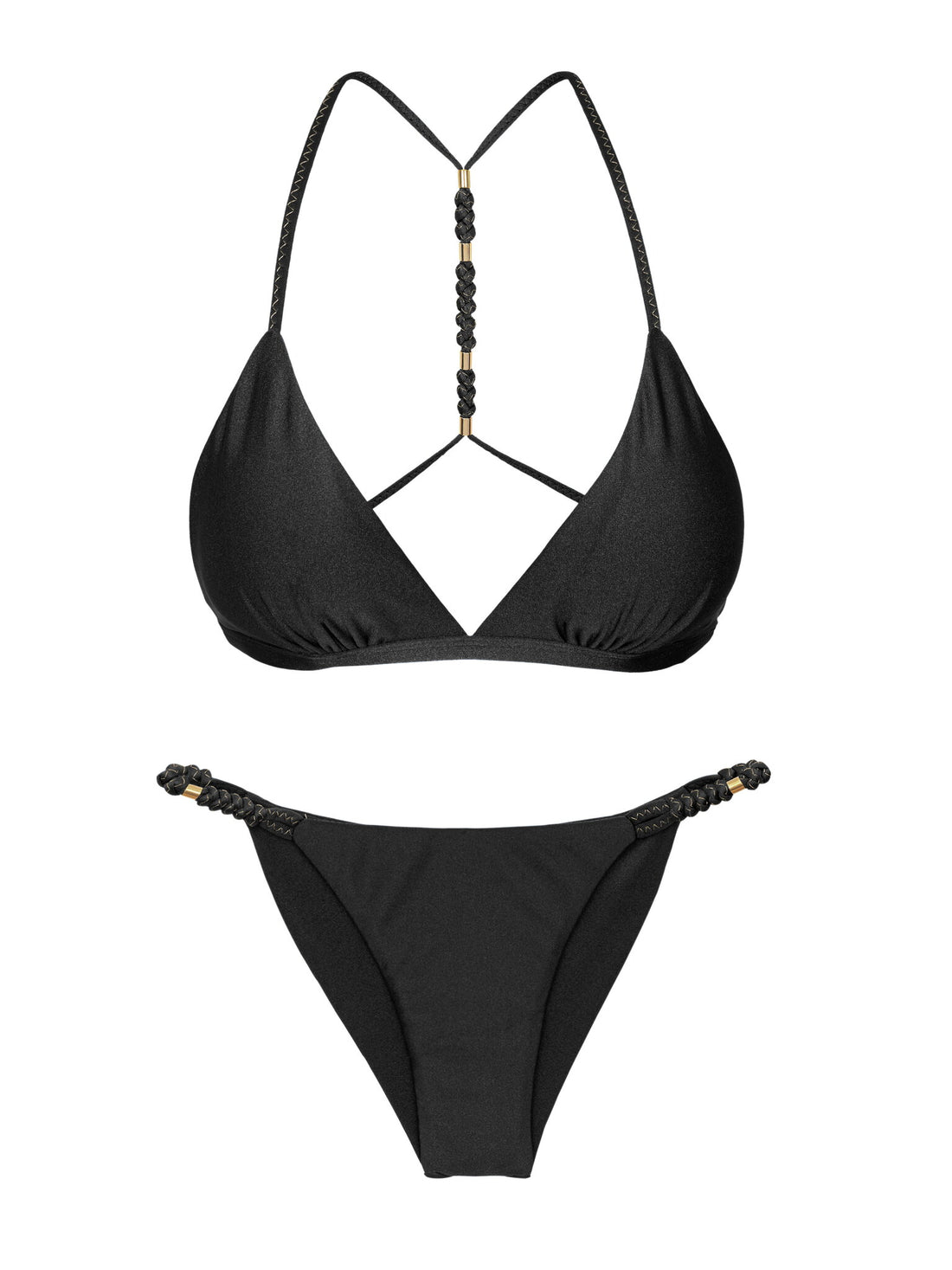 Product Front: Rio De Sol Two Piece Swimwear Set Shimmer-Black Tri-Fixo-Noa Cheeky-Noa