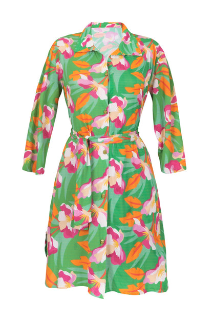 Product Front: Rio De Sol Shirtdress Green Bloom Chemise