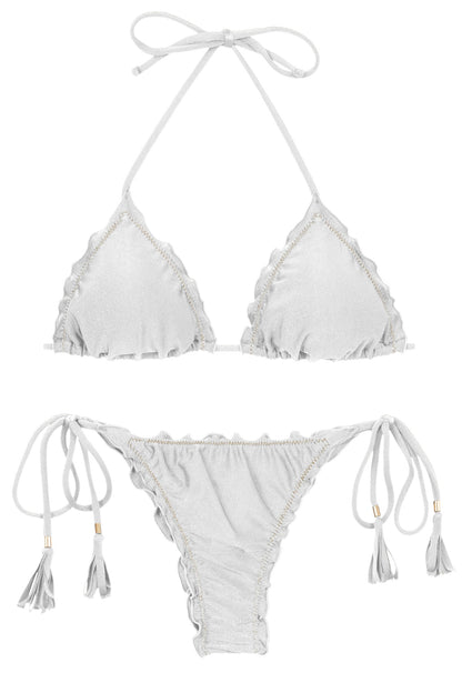 Product Front: Rio De Sol Two Piece Swimwear Set Shimmer-White Frufru-Fio