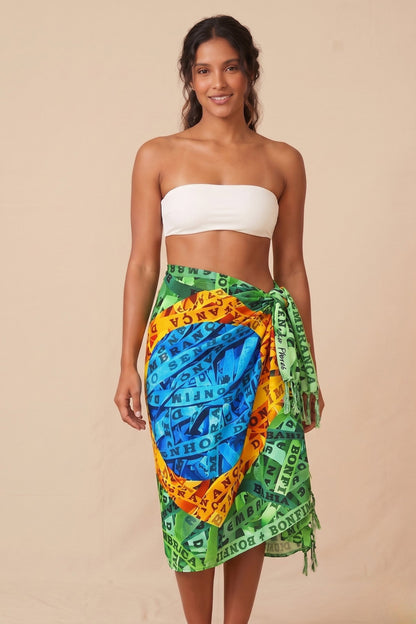 Model Front: Bali Blue Pareo Canga Senhor Bandeira Brasil