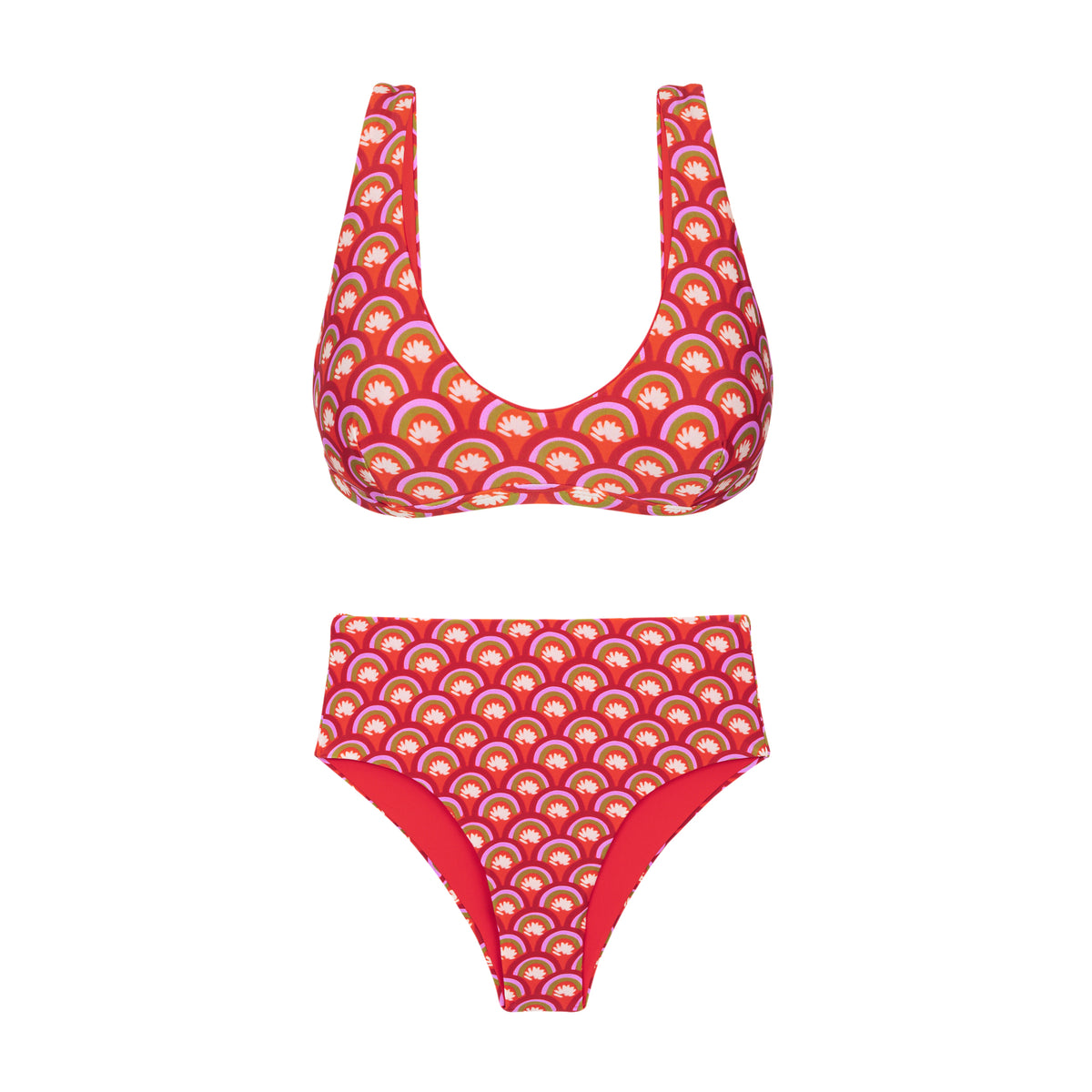 Product Front: Rio De Sol Two Piece Swimwear Set Floral-Scales Hera Hotpants
