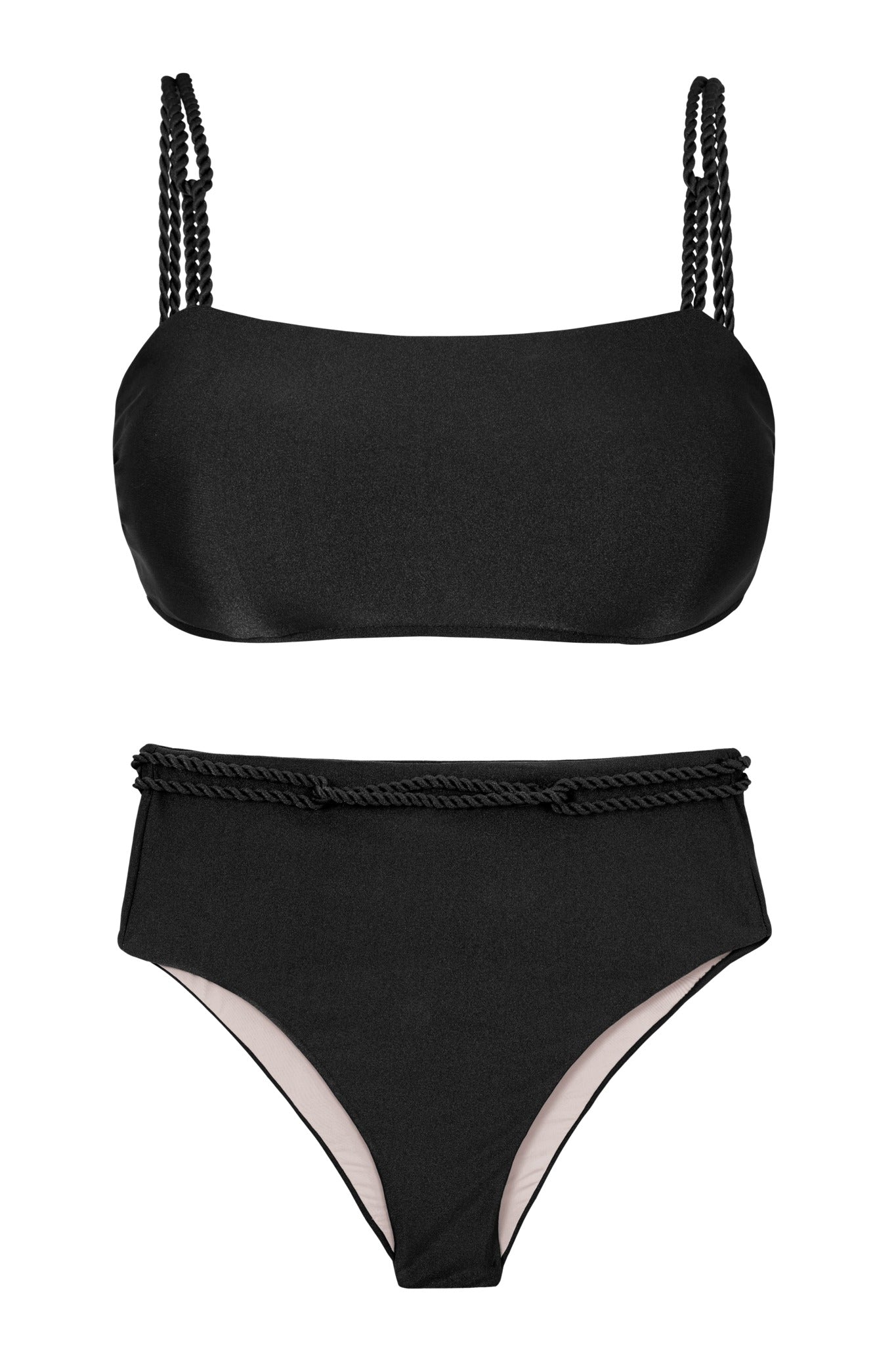Product Front: Rio De Sol Set Set Shimmer-Black Bandeau-Reto Hotpants
