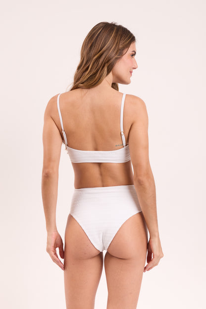 Model Back: Rio De Sol Two Piece Swimwear Set Memphis-White Bandeau-Reto Hotpants
