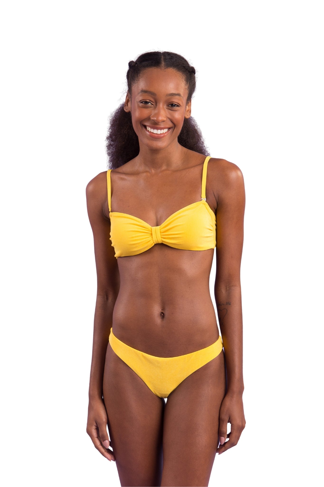 Model Front: Rio De Sol Top Top Malibu-Yellow Bandeau-Duo