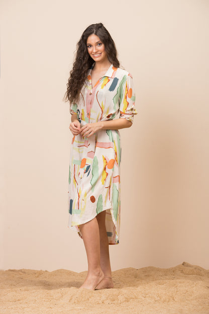 Model Front: La Playa Shirtdress Chemse Alongada Paleta