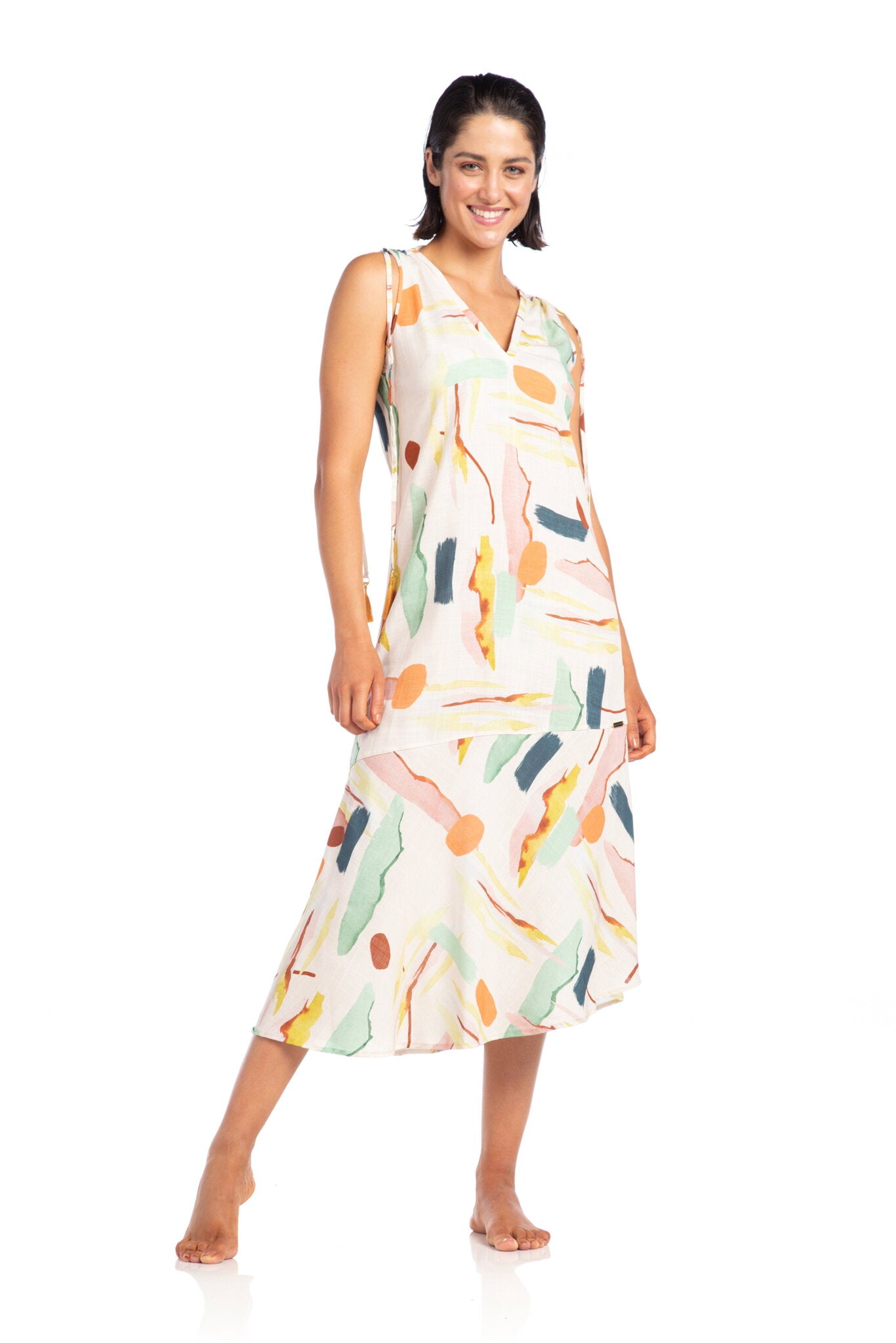 Model Front: La Playa Midi Dress Vestido Midi Paleta