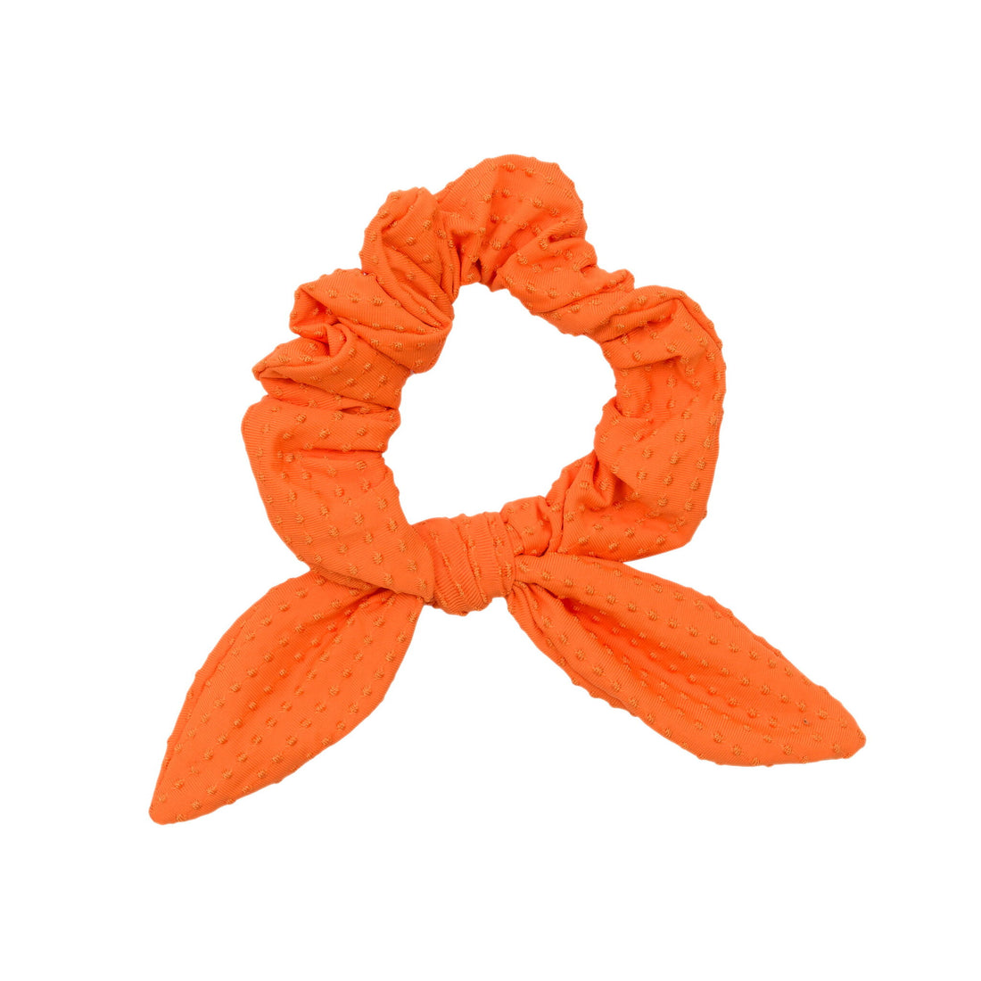 Product Front: Rio De Sol Hair Accessory Dots-Orange Scrunchie