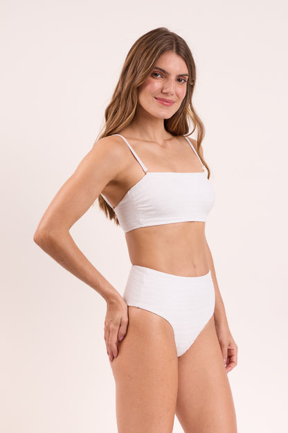 Image 03: Rio De Sol Two Piece Swimwear Set Memphis-White Bandeau-Reto Hotpants