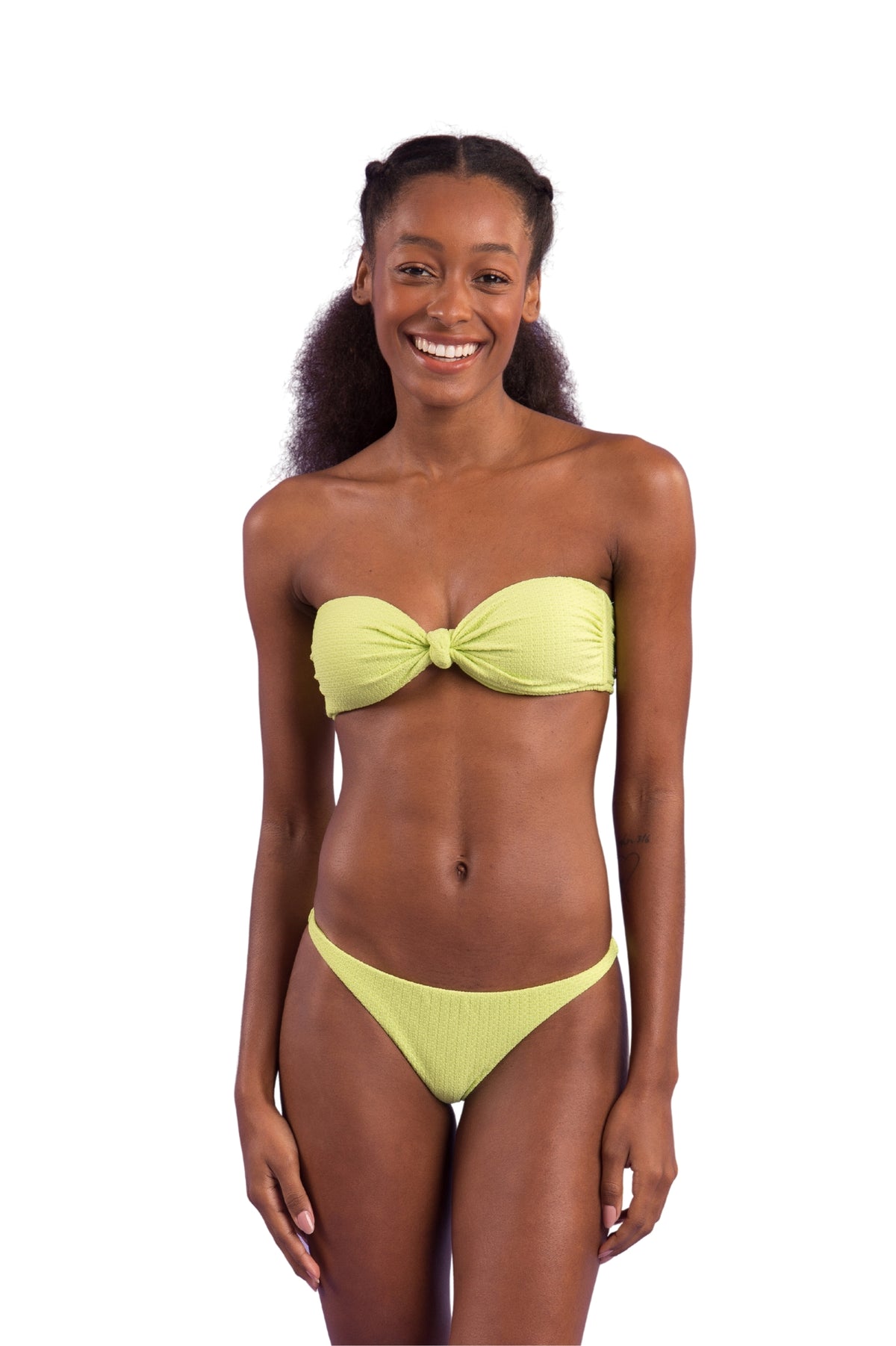 Model Front: Rio De Sol Two Piece Swimwear Set Bora-Citrus Bandeau-Joy Leblon-Fio
