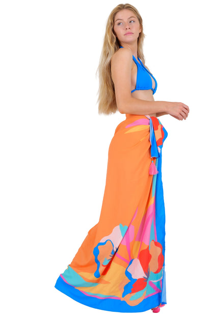 Image 03: Rio De Sol Pareo Orange Bloom Canga