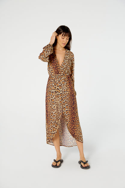 Image 03: Blueman Maxi Dresses Vestido Midi Manga Vivian Pintada