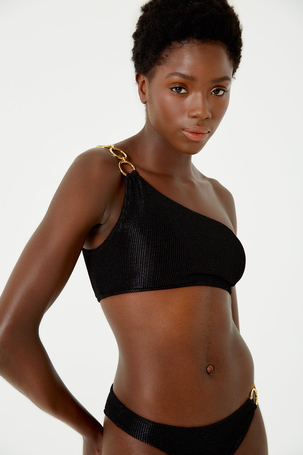 Image 06: Blueman Two Piece Swimwear Textura Wavy Shine Preto
