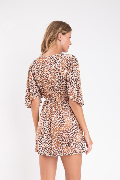 Model Back: Rio De Sol Mini Dress Leopard Mini Dress