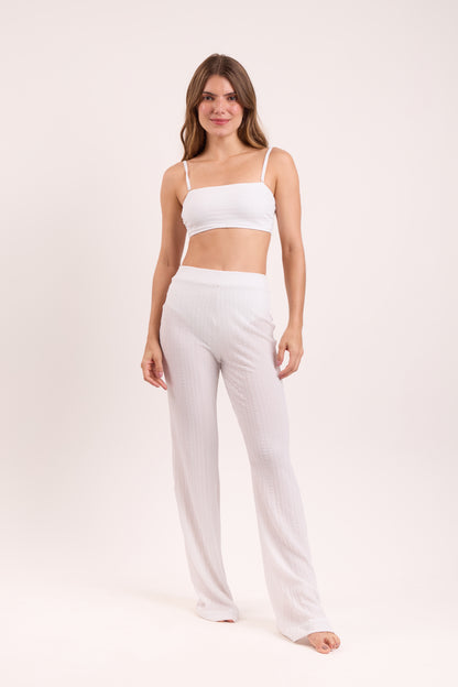 Model Front: Rio De Sol Beach Trousers Memphis-White Pants Lana