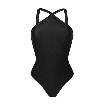Product Front: Rio De Sol One-Piece Shimmer-Black High-Neck