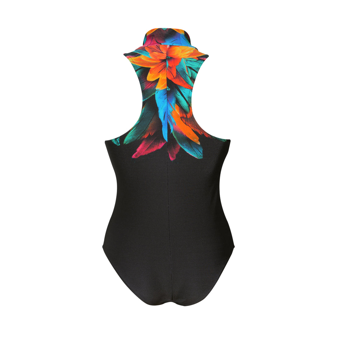 Product Back: Lua Morena One-Piece Gola Ziper Localizado Brinco Preto