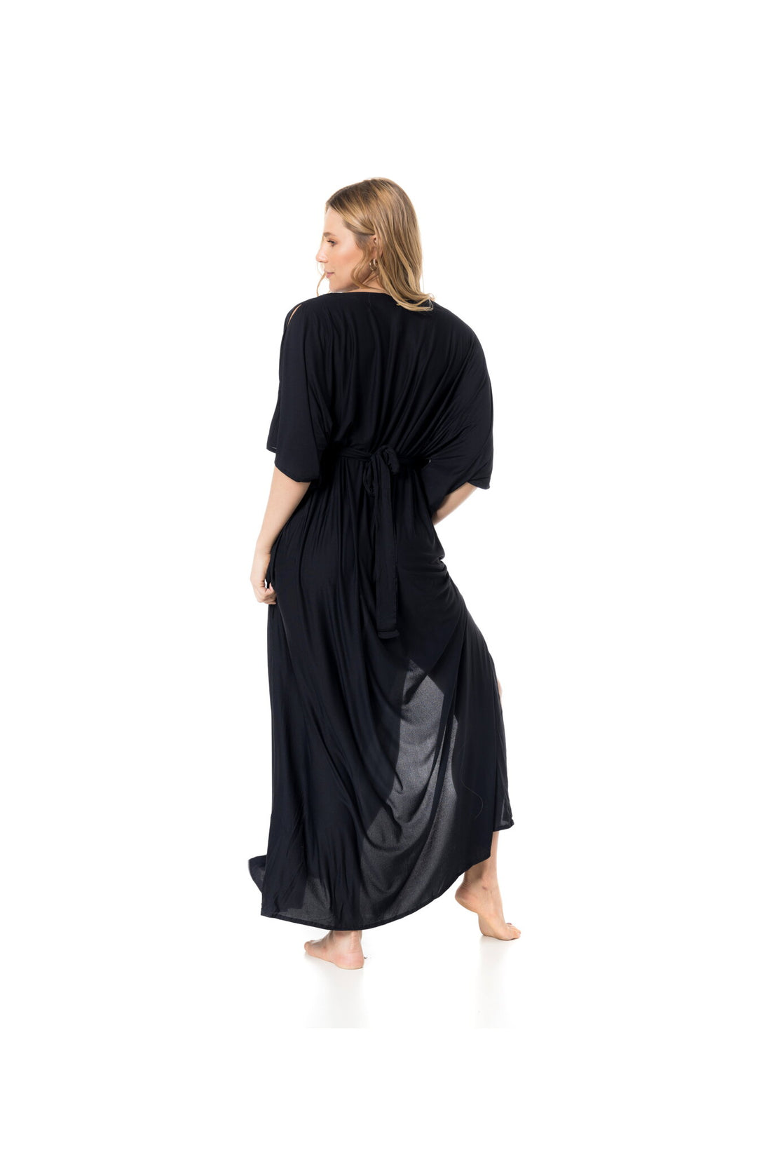Model Back: Lua Morena Kaftans / Cover Ups Kaftan Longo Crepe Liso Preto
