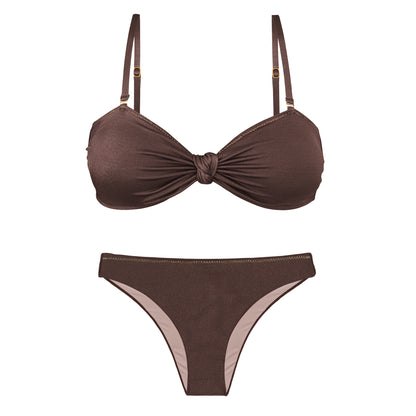Product Front: Rio De Sol Set Set Shimmer-Coffee Bandeau-Joy Essential