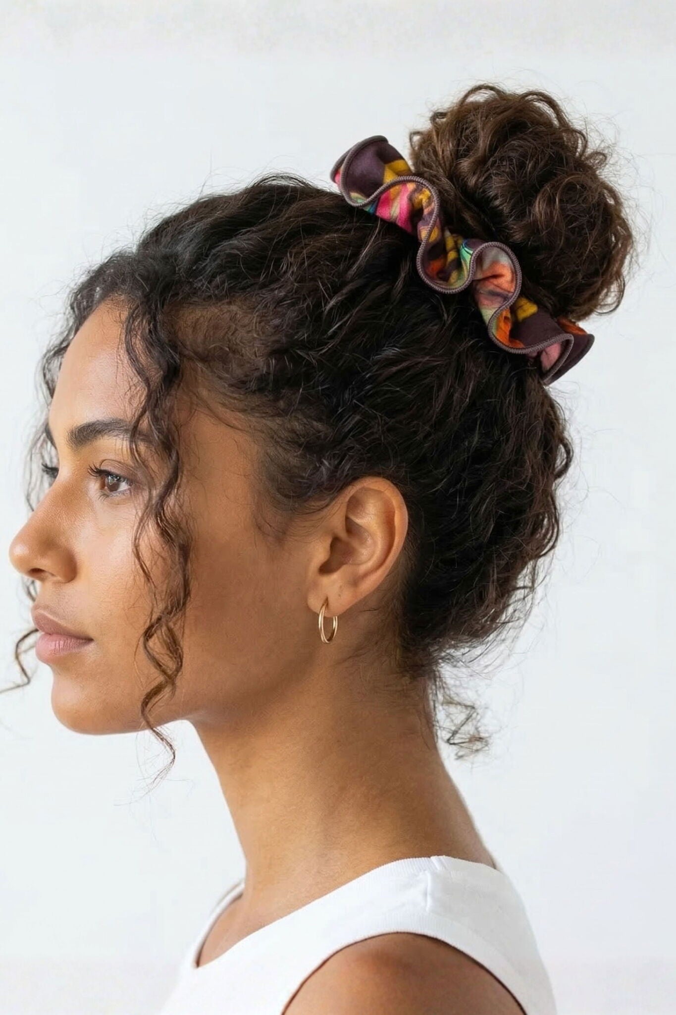 Model Front: Rio De Sol Hair Accessory Fiore Scrunchie