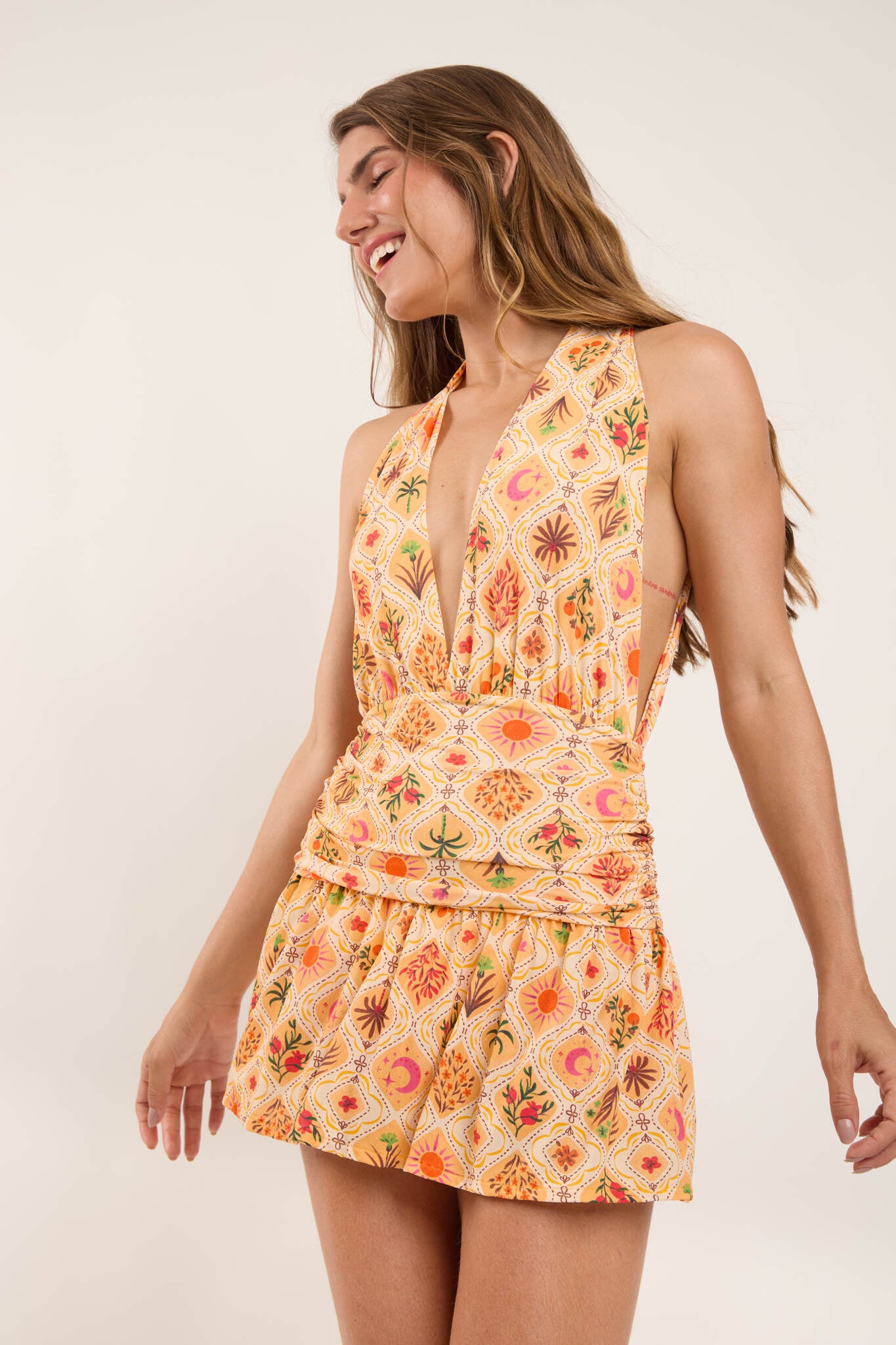 Image 07: Rio De Sol Mini Dress Mosaico Low Cut Dress