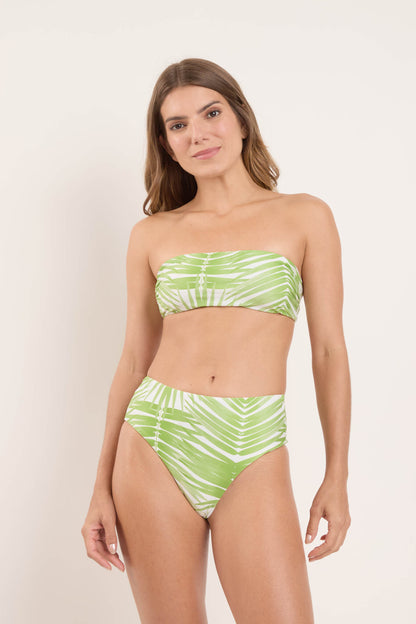 Model Front: Rio De Sol Two Piece Swimwear Set Palms Bandeau-Reto Hotpants