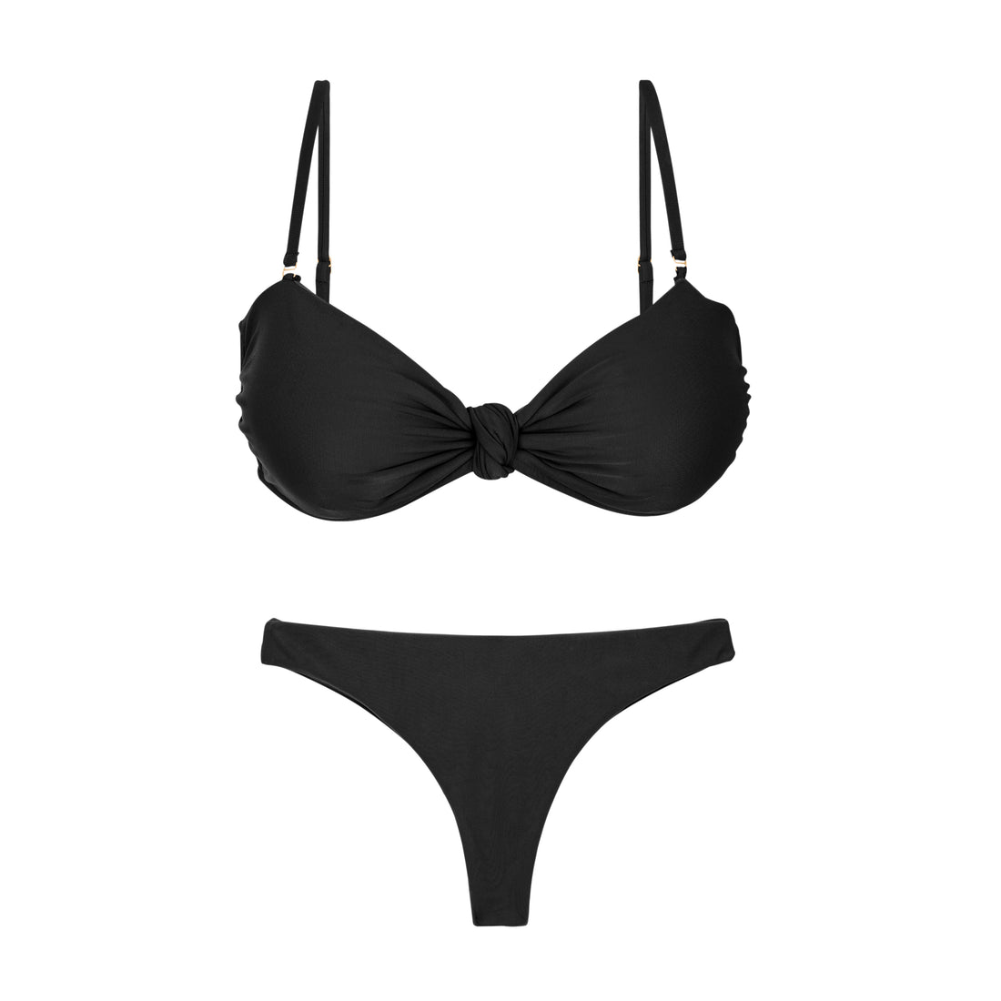 Product Front: Rio De Sol Two Piece Swimwear Set Touch-Black Bandeau-Joy Mia