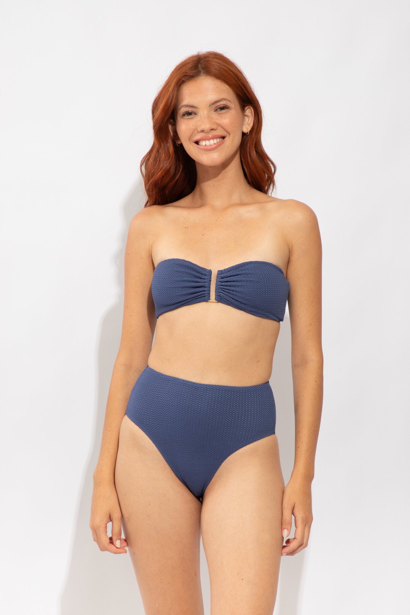Model Front: Rio De Sol Bottom Bottom Carmel-Blue Hotpants