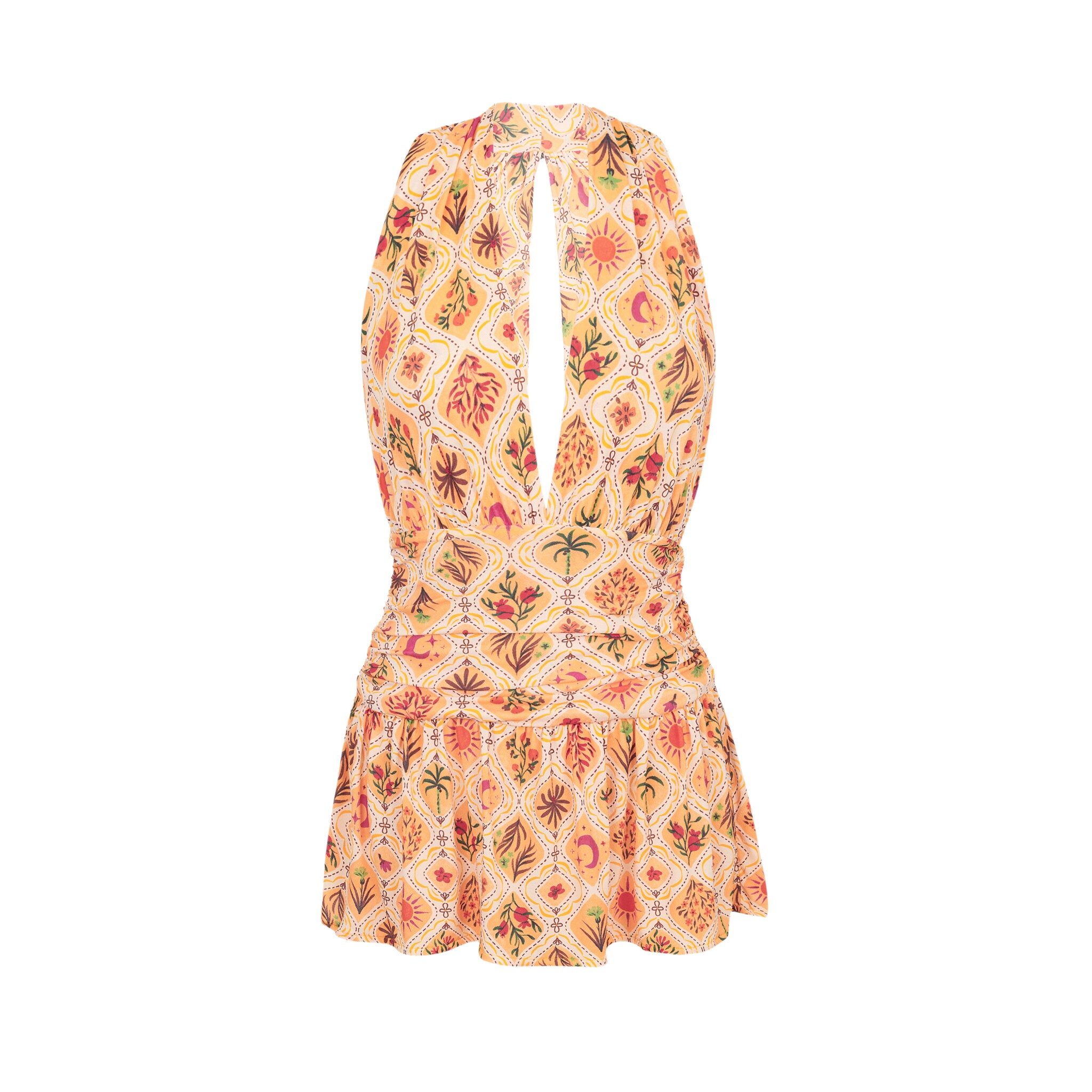 Product Front: Rio De Sol Mini Dress Mosaico Low Cut Dress