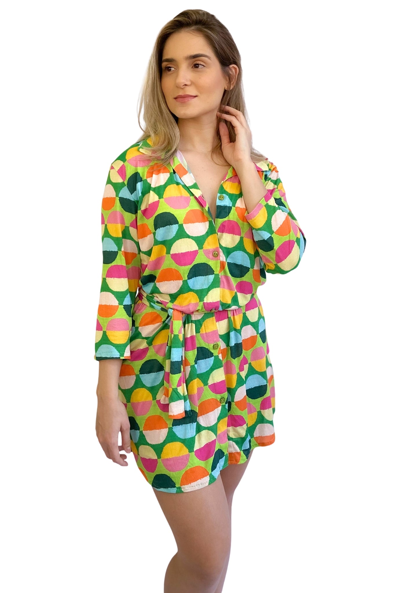 Model Front: Rio De Sol Shirtdress Garden City Chemise