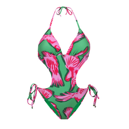 Product Front: Rio De Sol One-Piece Parrots Trikini-Comfy